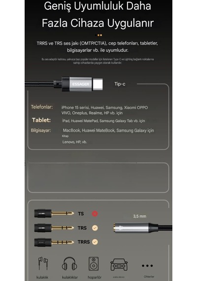 Essager Type-c To Lightning 60w Hızlı Adaptör Çevirici
