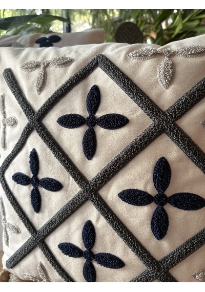 Elart Bohem Kırlent Kılıfı 2 Adet 40x40 Cm Lacivert-gri Lacivert