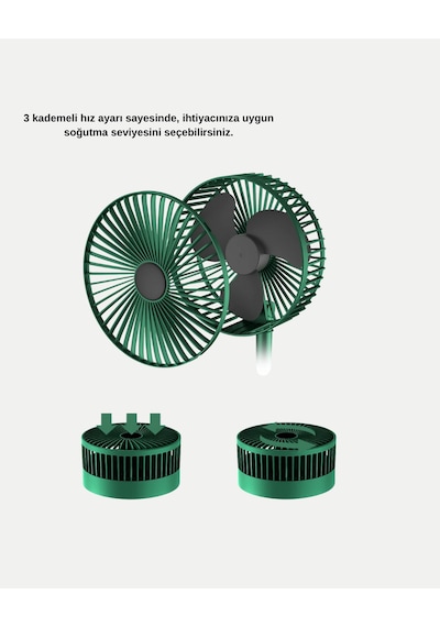 Taşınabilir Katlanabilir Mini Fan 3 Kademeli Şarj Edilebilir - Lisinya