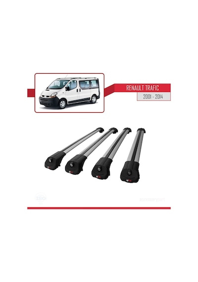 Renault Trafic 2001-2014 Arası İle Uyumlu Ace-1 Ara Atkı Tavan Barı Gri 4 Adet Bar
