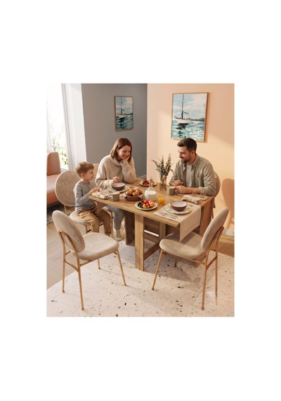 Pratik Katlanır Mutfak Yemek Çalışma Masası - 6 Kişilik - %100 Mdf Kahverengi