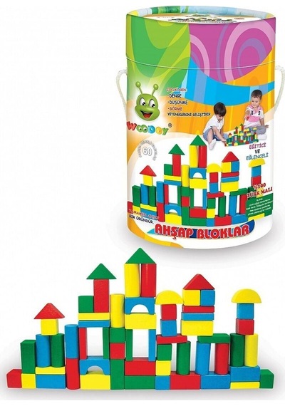 Kr017 Woodoy 60 Parça Küçük Kovalı Bloklar