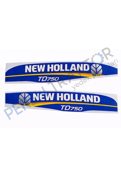 New Holland Td75d Yan Yazı Takımı Mavi Tip Kaporta Etiketi Sağ - Sol Kaput Sticker Seti