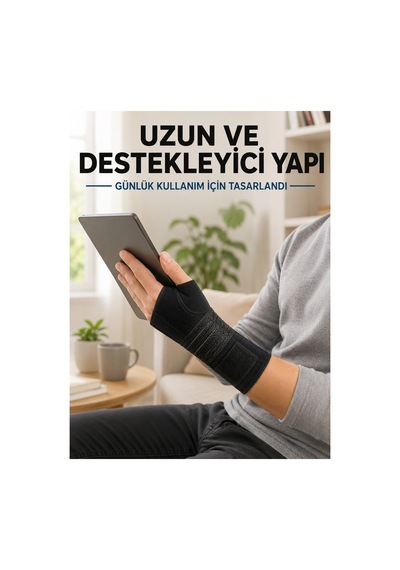 Avuç İçi Metal Destekli El Bilekliği Ayarlanabilir Cırtlı Bilek Desteği - Siyah Siyah