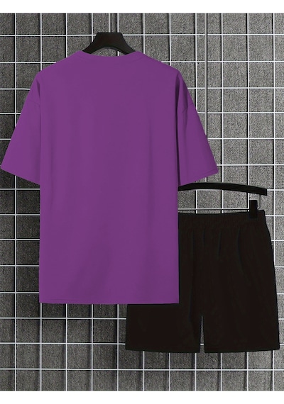 Uyguntarz Unisex Papatyakelebek Tasarım Basklı Tshirt Eşofman Takımı Mor