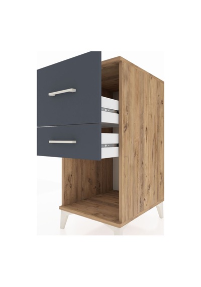 Kronos Komodin 2 Çekmeceli 44x59x96 Çam-antrasit Çam