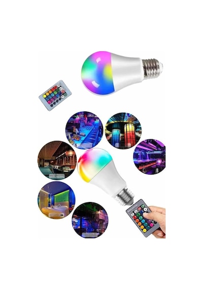 Ayarlanabilir Parlaklık Rgb Led Ampul Beyaz Lamba Ve Renkli Ampul Çok Renkli