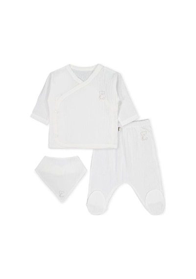 Civil Baby Ayıcık Baskılı Zıbın Takımları - Ekru