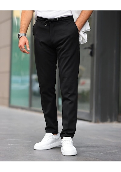 Slim Fit Likralı Jogger Pantolon Siyah