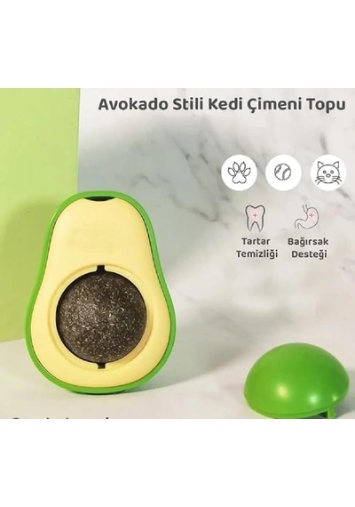 Avokado Kedi Nanesi Topu Yapışkanlı Kedi Otu Oyuncağı, Kedi Eğlence Topu