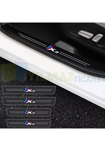 Bmw M Logo X3 Arma Karbon Kapı Eşiği Koruma Oto Sticker 4 Parça