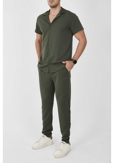 Mcz Giyim Haki Renk Krep Kumaş Slim Fit Erkek Pantolon - Gömlek Alt Üst Takım