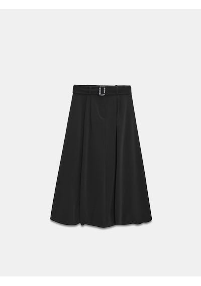 Dilvin 81075 Kemerli Balon Midi Etek-siyah