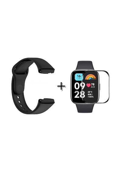 Forzacase Xiaomi Redmi Watch 3 Active İle Uyumlu Silikon Kordon Kayış + Ekran Koruyucu Film - Fc171 Siyah