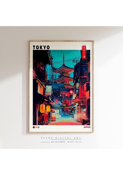 Japon Tokyo Posteri, Japandi Duvar Sanatı, Japon Duvar Sanatı, Japon Estetik Posteri