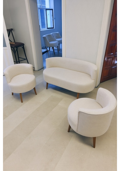 Azra Mobilya Sydney Çay Seti Koltuk Takımı Keten Kumaş 2+1+1 Ceviz Ayak Modern Salon & Ofis Takımı Krem Krem Azra Mobilya Sydney Çay Seti Koltuk Takımı Keten Kumaş 2+1+1 Ceviz Ayak Modern Salon & Ofis Takımı Krem Krem