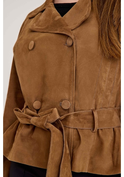 Oversize Bayan Süet Deri Ceket Vb-2 Bk-2791 - 24027 Kahverengi