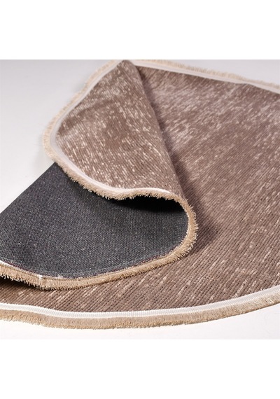 Çam Halı Crea Decolux Azade 8201 Bej Daire Özel Kaymaz Tabanlı Pamuk Dokuma Kilim