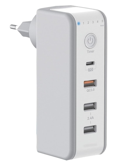 30w Pd + Qc3.0 Zaman Ayarlı Usb Çıkışlı Priz 180 Döndürülebilir Fişli -