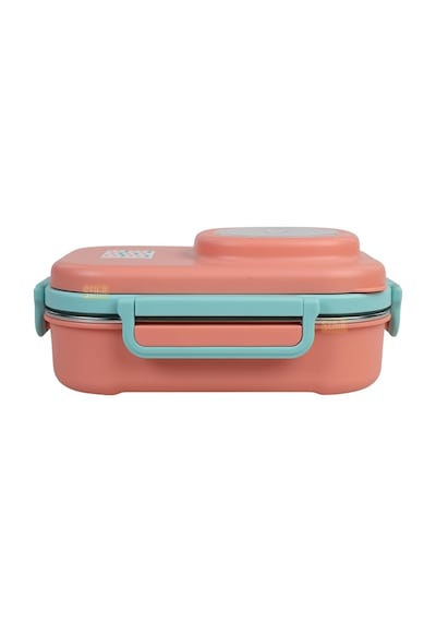 Uzspace Bento 1100ml Lunchbox Tek Katlı 3 Bölmeli Kaseli Çelik Sefer Tası Yemek Kutusu Turuncu-turkuaz Bakır