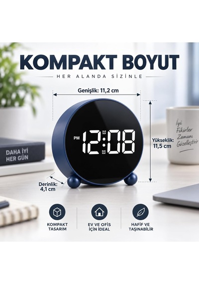 Dijital Led Alarm Saat, Ekranlı Masa Ve Başucu Saati, Hl-8895 Mavi Diğer