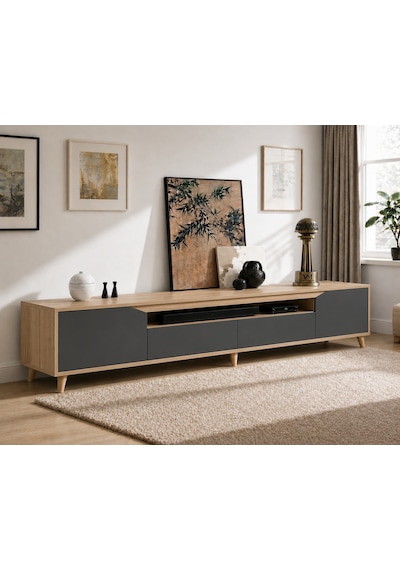 Legno Premium 180cm Modern Tv Ünitesi Safir-ant Antrasit - Safir Meşe