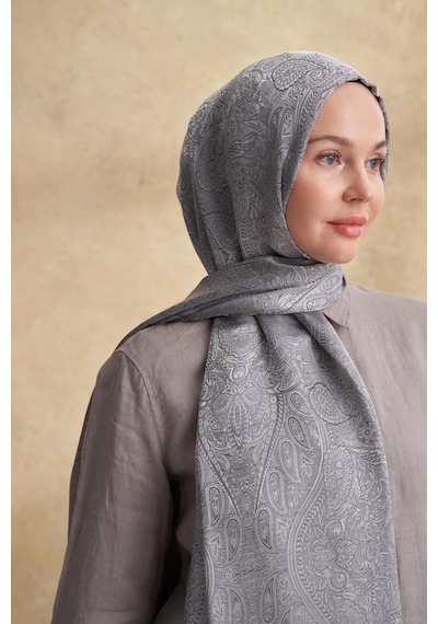 Armanda Jose Jakar Ethnic Desen Şal- 3303 Koyu Gri