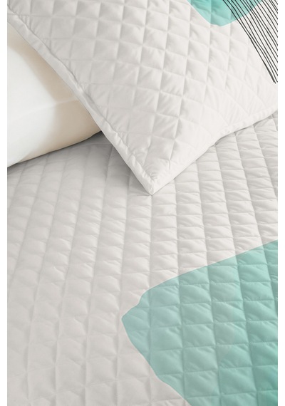 Mint Geometrik Modern Genç Odası Tek Kişilik Pike Takımı - Çizgili Antrasit 160x220 Cm Yatak Örtüsü Killi Anı Işıltısı