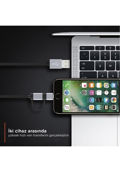 LinkTech K555 2in1 Lightning / Micro USB Şarj Kablosu