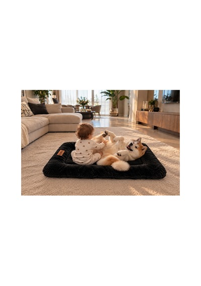 Kedi Ve Köpek Yer Minderi Ve Matı Üst Kalite Boncuk Elyaf Kaydırmaz Taban Kedi Ve Köpek Yatağı Siyah 1715597681