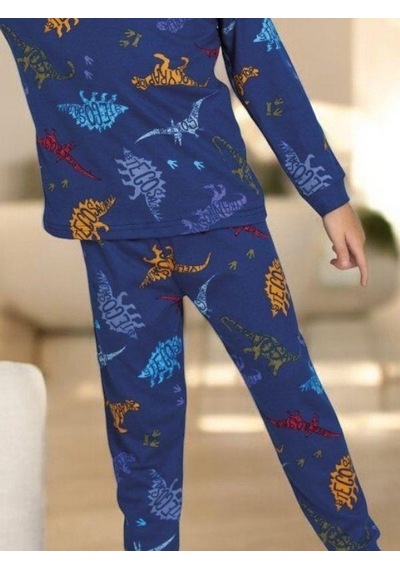 Cantoy Erkek Çocuk Dinazor Baskılı Pamuklu Pijama Takım-14918 Renklı