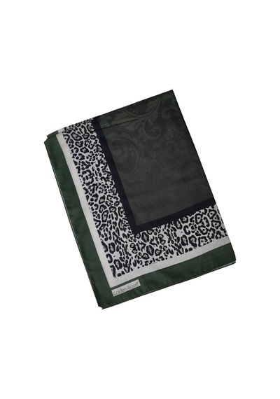 Mim Eşarp Ecenur Soft Pamuk Leopar Desenli Etnik Şal Haki