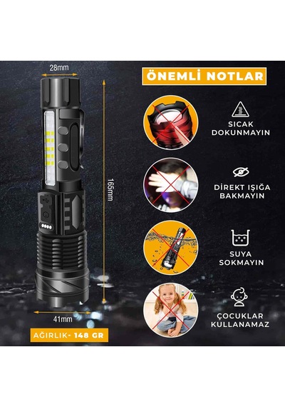 Onelight 48000 Lümen Çok Amaçlı El Feneri Siyah