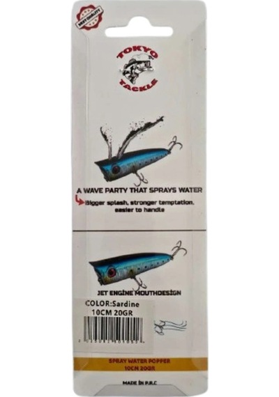 Spray Water Popper Su Üstü Püskürtmeli Sahte Popper Yem 10cm 20gr