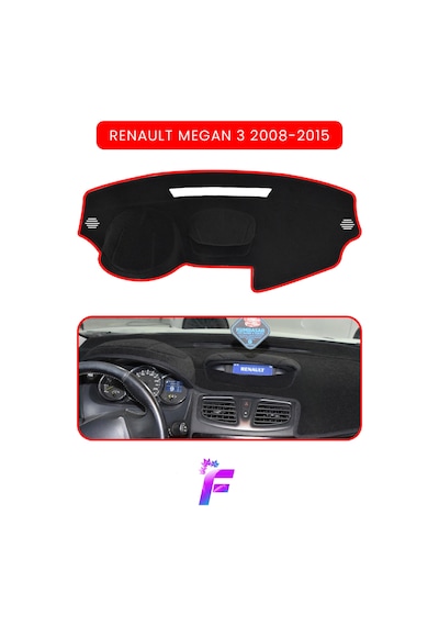 Renault Megane 3 2008-2015 Torpido Örtüsü Güneşten Korur Kolay Montaj Tam Uyum A45 Kırmızı