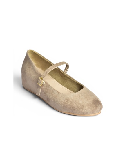 Fox Shoes Y250770702 Vizon Süet Alçak Dolgu Tabanlı Kadın Ayakkabı