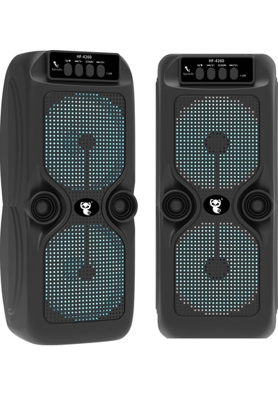Çeşithane Hf-4260 Çift 4 İnç Sürücülü Kablosuz Bluetooth Hoparlör - Taşınabilir Dış Mekan Subwoofer,
