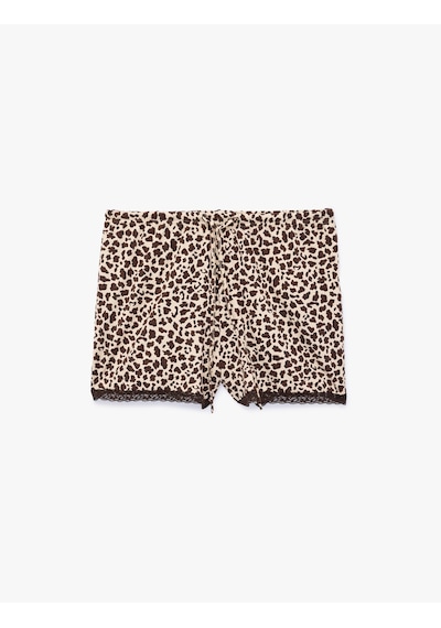 Koton Rahat Kalıp Dantel Detaylı Leopar Desenli Şort Pijama Altı Leopar Desenli 7wlk80010mk