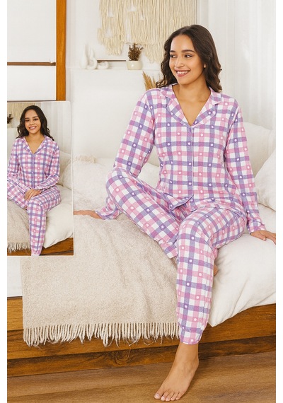 Remsa Kadın Ekose Desen Suprem Pijama Takımı 0460 Pembe07 Pembe07