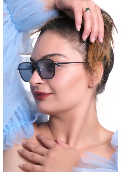 Görüşbaz Pilook Unisex Güneş Gözlüğü Uv400 Koruma Dikdörtgen Model Gülen Gözler Serisi Siyah