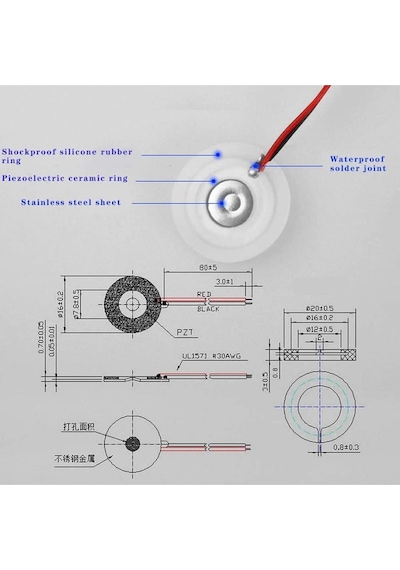 Micro Usb Ultrasonik Nem Üretici Devre Seramik Disk Transducer 5v 2w Soğuk Buhar Sis Duman Atomizer