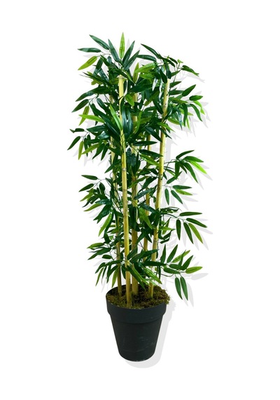 Cihan Çiçekçilik Yapay Yapraklı Bambu Ağacı 5 Bambu'lu 110 Cm Beyaz- Yeşil