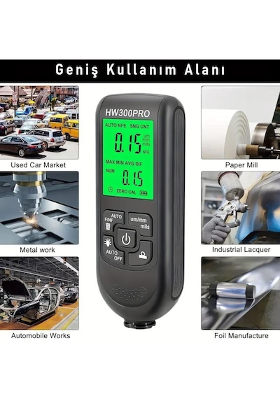 Valkyrie Hw-300 Pro Kaplama Kalınlığı Ölçer 0-2000 Μm Ölçüm Aralığı, Fe/nfe Algılama, Arka Aydınlatmalı Lcd
