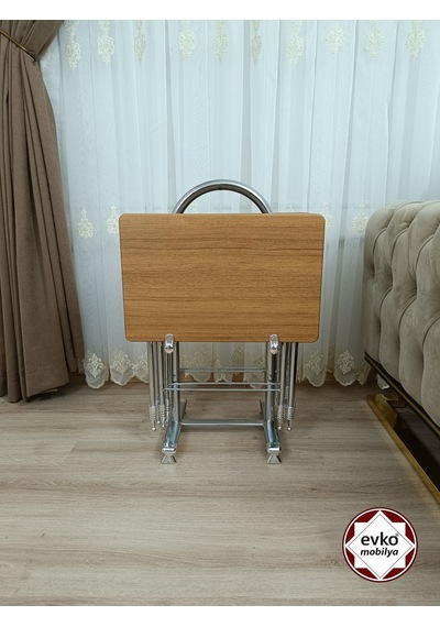 Evko Mobilya Çanta Zigon Sehpa, 4'lü Sehpa, Zigon Sehpa, Servis Sehpası, Mdf Mebran Sehpa, Katlanır Sehpa -