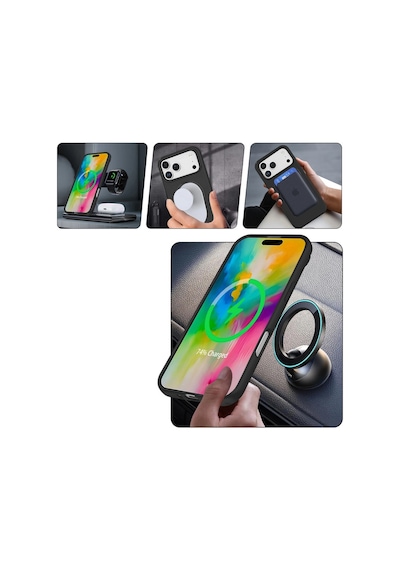 Apple İphone 17 Pro Max Regal Magsafe Standlı Kapak - Titan Gri 0.2M-Çok Renkli