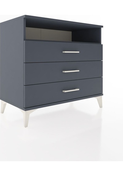 Hyperion Şifonyer Tek Raflı 3 Çekmeceli 88x44x80 Antrasit-ant... Antrasit