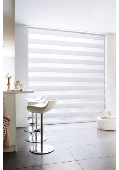Beyaz Renk Eteksiz İthal Bambu Zebra Stor Güneşlik Perde Yüksek Kalite