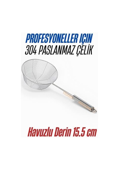 Zhltools Derin Kevgir Havuzlu Süzgeç 304 Paslanmaz Çelik 15.5 Cm Gümüş