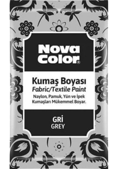 Nova Color Toz Kumaş Boyası Gri - 4 Adet Ve 1 Adet Sabitleyici Gri