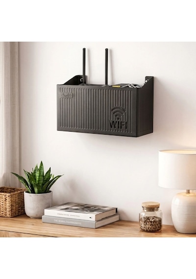 Buffer Duvar Tipi Wi-fi Modem Saklama Kutusu Siyah Kablo Düzenleyici Router Raf Organizer